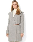 Lauren by Ralph Lauren Hooded Herringbone Wool-Cashmere-Blend Wrap Coat - Lyst