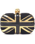 Alexander McQueen Britannia Skullclasp Clutch Bag Black - Lyst