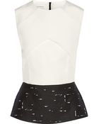 Narciso Rodriguez Paneled Cotton And Silk-Blend Peplum Top - Lyst