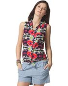 C&C California Button-Front Printed Tank - Lyst