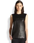 Alexander Wang Draped-Back Leather & Crepe-Jersey Top - Lyst