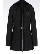 Armani Jeans Hooded Down Jacket In Technical Fabric - Lyst