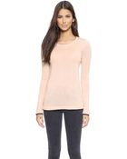 Enza Costa Slim Crew Neck Sweater - Cameo Rose/Black - Lyst