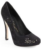 Alice + Olivia Helena Laser-Cut Suede Pumps - Lyst