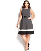 Calvin Klein Plus Size Colorblock Belted Dress - Lyst