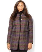 Lauren by Ralph Lauren Plus Quilted Plaid Coat - Lyst
