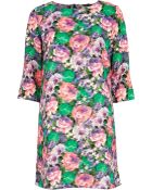 River Island Green Floral Print Shift Dress - Lyst