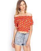 Forever 21 Floral Off-The-Shoulder Top - Lyst