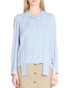 Michael Kors Silk Stripe Scarf-Neck Blouse - Lyst