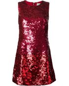 Saint Laurent Sequined Mini Dress - Lyst