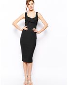 Asos Pencil Dress With Bow Bust Detail - Lyst