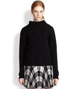 Milly Wool Cable-Knit Turtleneck Sweater - Lyst