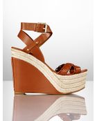 Ralph Lauren Collection Calfskin Filipina Wedge - Lyst