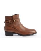 Tod's Brown Leather Gold Buckle Side Zip Ankle Boots - Lyst
