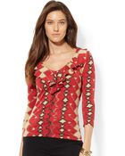 Lauren by Ralph Lauren Ruffled Southwesternprint Top - Lyst