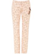 No 21 Embellished Cropped Brocade Pants - Lyst
