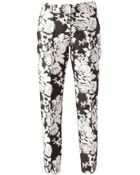 Oscar de la Renta Abstract Floral Print Trousers - Lyst