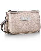 Calvin Klein Jordan Logo Triple Compartment Wristlet - Lyst