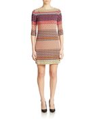 Donna Morgan Three Quarter Sleeve Printed Jersey Shift Dress - Lyst