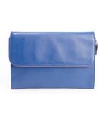 Giorgio Armani Royal Blue Crosshatched Leather Zip Portfolio Clutch - Lyst