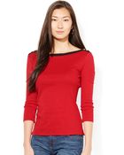 Lauren by Ralph Lauren Petite Button-Shoulder Top - Lyst