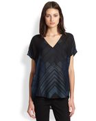 Vince Geometric Silk Hilo Top - Lyst