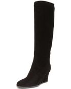 Lanvin Suede Wedge Boots - Lyst
