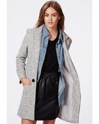 Missguided Cara Melange Wool Coat Grey - Lyst