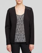 Eileen Fisher Leather Trim Jacket - Lyst