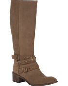 Barneys New York Studded-Strap Knee Boots - Lyst