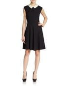 Betsey Johnson Sleeveless Embellished Contrast Collar Dress - Lyst