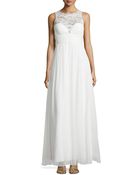 Aidan Mattox Sleeveless Lace Illusion-Neck Gown - Lyst