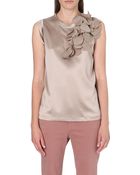 Brunello Cucinelli Leaf Detail Silk Top - Lyst