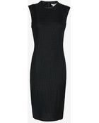 Helmut Lang Trance Frame Leather Detail Textured Dress - Lyst