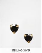 Asos Gold Plated Sterling Silver Heart Stud Earrings - Lyst