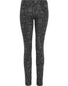 Current/Elliott The Ankle Skinny Printed Low-Rise Jeans - Lyst