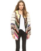 Elizabeth And James Tarra Multi Fur Coat - Multi - Lyst