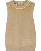 Moschino Embellished Metallic-Knit Top - Lyst