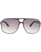 Gucci Ruthenium Matte Aviator Sunglasses - Lyst