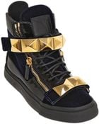 Giuseppe Zanotti Studded Strap Velvet High Top Sneakers - Lyst