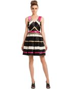 Trina Turk Stripe Satin Fit And Flare Dress - Lyst