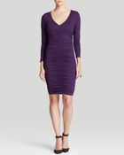 Three Dots Ruched V-Neck Dress - Lyst
