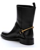 Gucci Black Leather Horsebit Detail Ankle Riding Boots - Lyst