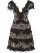 Marchesa Embroidered Lace V-Neck Cocktail Dress - Lyst