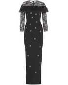 Alessandra Rich Ankle-Length Lace-Trimmed Stretch-Silk Dress - Lyst