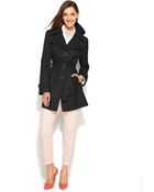 London Fog Hooded Layered-Lapel Trench Coat - Lyst