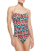 La Blanca Essence Chevronprint Bandeau Onepiece Swimsuit - Lyst