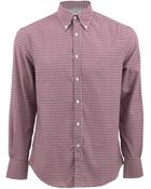 Brunello Cucinelli Small Check Button Down Shirt - Lyst