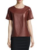 Jason Wu Short-Sleeve Leather Tee - Lyst
