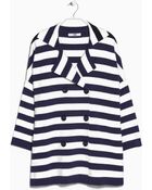 Mango Striped Knit Coat - Lyst